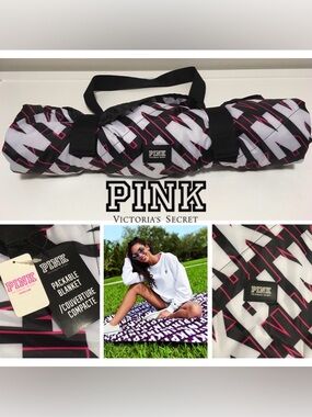 🆕VICTORIA’S SECRET PINK - NWT - PACKABLE BEACH / PICNIC BLANKET THROW